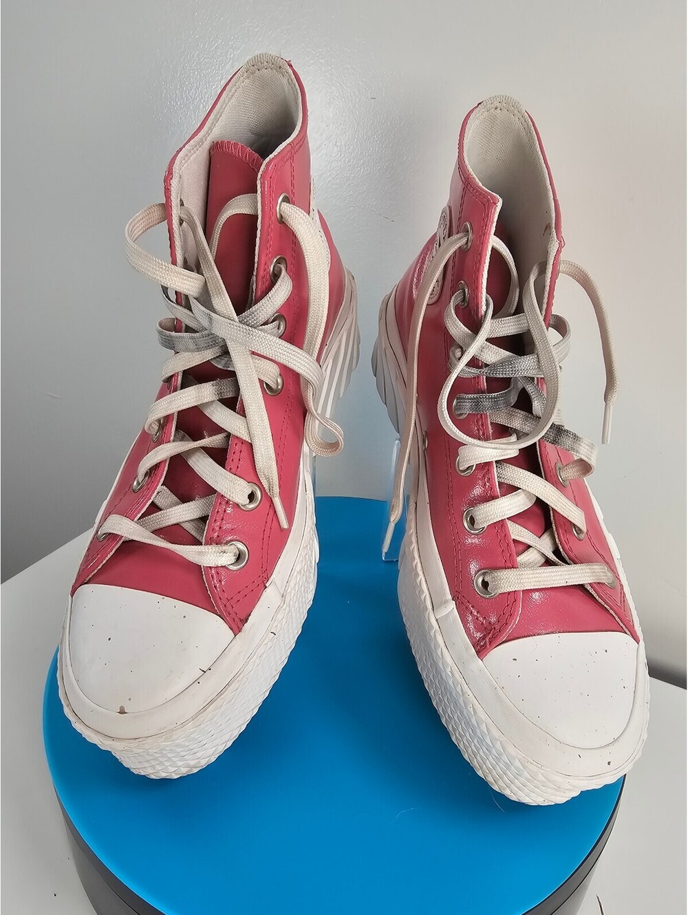 Converse All Star Platform High Top Lugz Sneakers in Pink and White